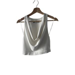 Zara White Cowl Neck Crop Top Size XS - Stylish and Chic